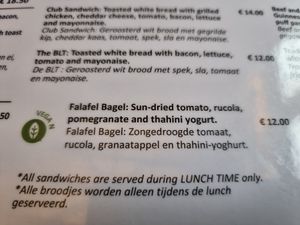 Vegan clearly labelled at Delaney's in Bruges