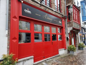 At the Philip Stockstraat (this door is only open in Summertime) at Delaney's in Bruges