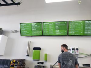 Menu boards. All vegan at Juice Mafia in Hallandale Beach