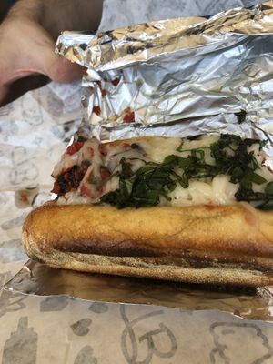 Eggplant meatball parm sub at Tony Boloney's in Jersey City