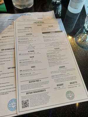 Vegan menue at Milano - Harvey's Quay in Limerick