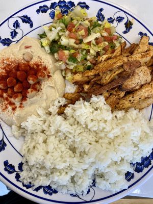 Chickn Shawarma plate at Nabati Vegan Mediterranean in Oklahoma City