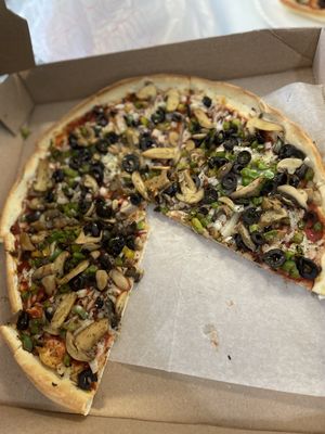 Mushroom pizza. Forgot to take picture before eating. at Nabati Vegan Mediterranean in Oklahoma City