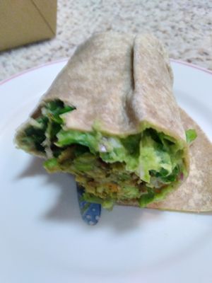 Guacamole wrap with veggie burger at Energy Fuel in Bellmore