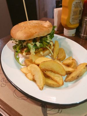 Fricandela de garbanzos  at La Barrita Sanguchera in Santiago