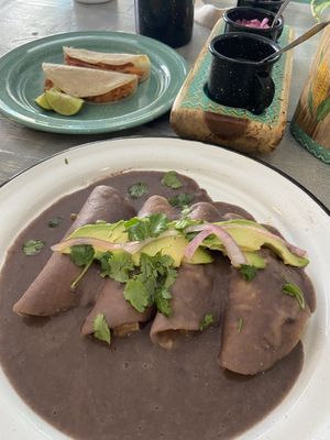 Tacos and enfrijoladas  at iXiMeek | Plant Based Project in Bucerias