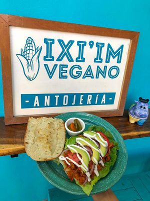 Lonche estilo de pierna de yaca, simplemente delicioso 😋 at iXiMeek | Plant Based Project in Bucerias