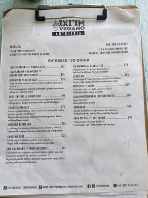 Menu at iXiMeek | Plant Based Project in Bucerias