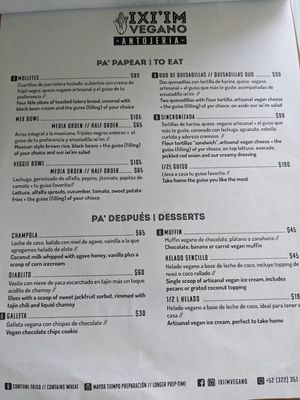 Menu at iXiMeek | Plant Based Project in Bucerias