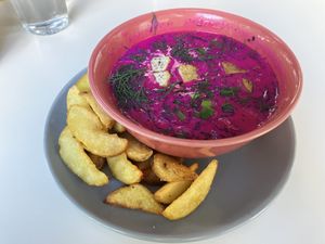 Šaltibalščiai (Lithuanian cold borscht soup)  at RoseHip Bistro - Pylimo in Vilnius