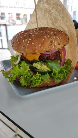 soy burger with guacamole at RoseHip Bistro - Pylimo in Vilnius
