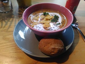 Sweet potato soup at RoseHip Bistro - Pylimo in Vilnius