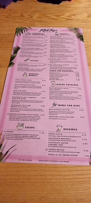 Menu at RoseHip Bistro - Pylimo in Vilnius