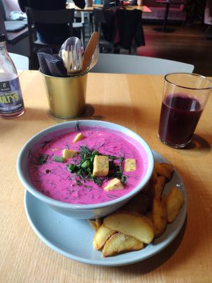 Cold red beat soup - simply the best!!! at RoseHip Bistro - Pylimo in Vilnius