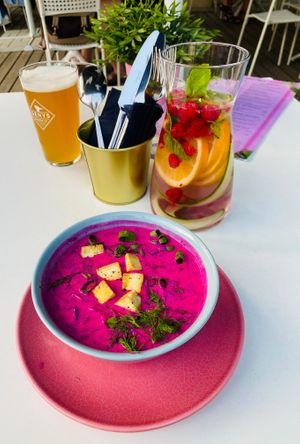 Beetroot soup at RoseHip Bistro - Pylimo in Vilnius