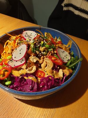Tempeh buddha bowl at RoseHip Bistro - Pylimo in Vilnius
