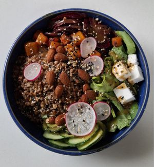 Buckwheat Bowl with Pumpkin and Feta at RoseHip Bistro - Pylimo in Vilnius