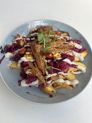 Loaded Potatoes with Béchamel Sauce and Tempeh   at RoseHip Bistro - Pylimo in Vilnius