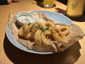 Vegan „calamari“ rings  at RoseHip Bistro - Pylimo in Vilnius