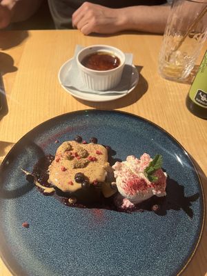 Crème Brûlée, Brownie with peanut sauce and vanilla ice cream  at RoseHip Bistro - Pylimo in Vilnius