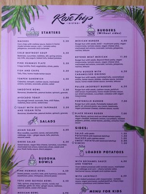 Menu with options only available in this branch at RoseHip Bistro - Pylimo in Vilnius