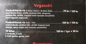 The vegan (part of the) menu at Sushinu AB in Ystad
