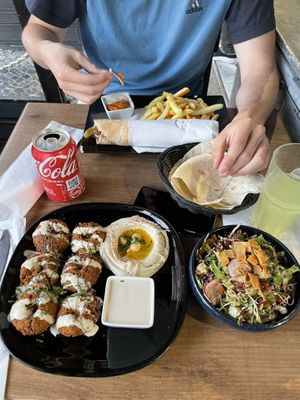 Falafel plate with salad and bread   at Lebanese Corner in Lisbon