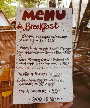 breakfast menu! at Neverland in Cebu