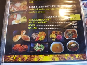 Vegetarian section of the menu although vegan and vegetarian options can be found elsewhere in the menu, too at Arvin Restaurant and Coffee Shop in Olgii