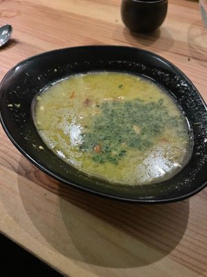 Super flavorful soup to start off the menu at Plant Based Sushi in Amsterdam