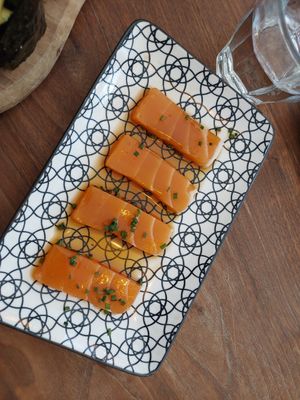 Vegan "salmon" sashimi at Plant Based Sushi in Amsterdam