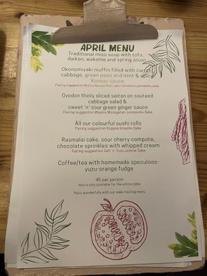 Menu  at Plant Based Sushi in Amsterdam