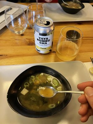 Miso soup  at Plant Based Sushi in Amsterdam