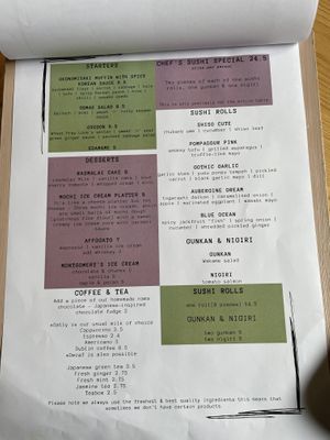 Menu 2  at Plant Based Sushi in Amsterdam