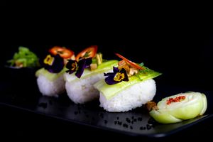 Vegan nigiris at Plant Based Sushi in Amsterdam