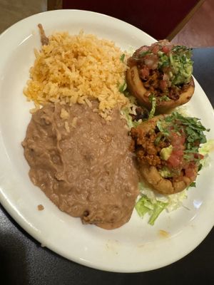 Vegan Chorizo Sopes Plate   at Viva Mexicana in Sebastopol