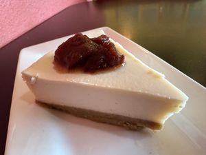 Vegan cheesecake with quince jam  #Veganuary at Viva Mexicana in Sebastopol