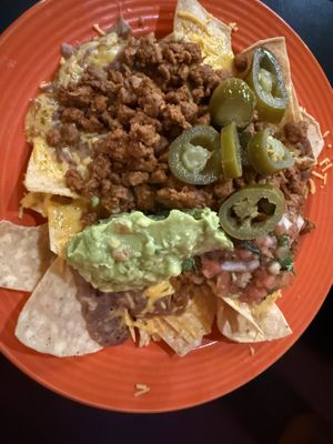 Vegan nachos with chorizo   at Viva Mexicana in Sebastopol