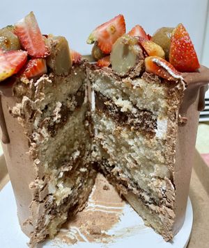 Vegan moist and creamy cake at Marjhan Culinaria Vegana in Porto Alegre