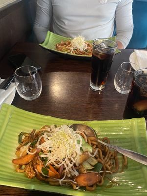 Udon vegetable noodles (topped with beansprouts and micro greens)   at Soya in Bergen