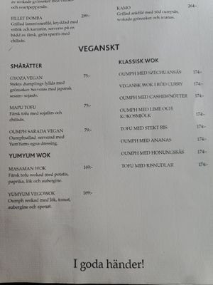 Menu at YumYum - i City in Vasteras