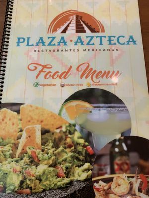 Front of Menu at Plaza Azteca in Virginia Beach