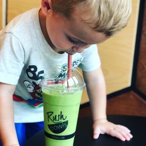 Getting in his daily Greens! at Rush Bowls in Raleigh