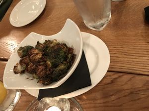 Brussel Sprouts- coated in sweet and sour sauce  at The Local in Boone