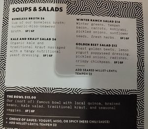 Soup menu at Fermenter in Portland