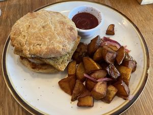 breakfast sandwich… very good biscuit  at Fermenter in Portland