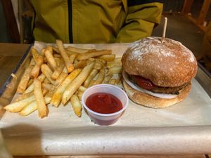fermenter burger and fries at Fermenter in Portland