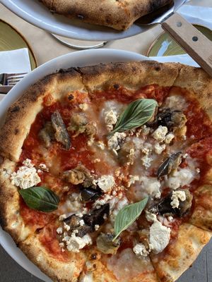 Eggplant pizza at Flying Saucer Vegan Pizza in Summer Hill