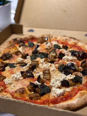 Roast eggplant and ricotta  at Flying Saucer Vegan Pizza in Summer Hill
