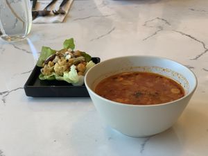 Soup and salad (come with the lunch set) at Little Tree Food 小小樹食 - Xiǎo Xiǎo Shù Shí in Taipei
